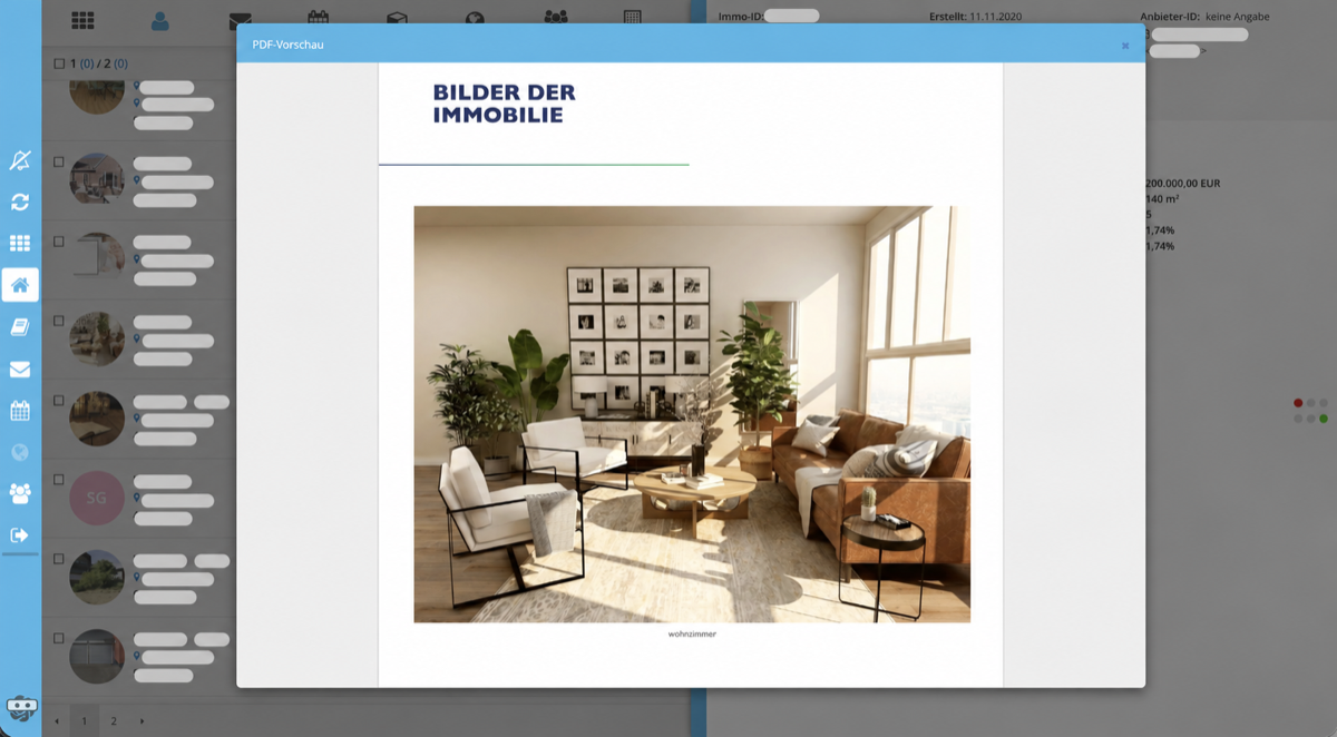 PDF-Exposé in der Vorschau prüfen – anonymisierte Softwareansicht